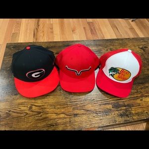 Lot of 3 Hats Red, Black, White Georgia Bulldogs Nike UGA Kimes Ranch Bass Pro